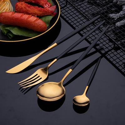 China Viable Wholesale Stainless Steel Gold Cutlery Set Flatware Set Spoons Set Titanium PVD Plated Gold Spoon Gold Flatware Spoon Cutlery for sale