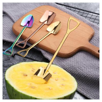 China Creative Stainless Steel Gold Stainless Steel Ice Cream Spoon Watermelon Shovel Coffee Spoon Dessert Viable Special Tea Spoon for sale