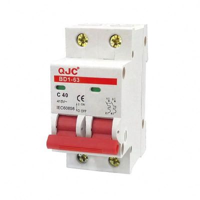 China QJC BD1-63 Series 1pole 2pole 63A c6 c10 Good Quality Mcb Price DC AC Miniature Circuit Breaker 4KA for sale