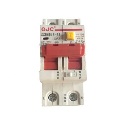 China QJC Wholesale SSB65LE-63 63A 2P Residual Current Circuit Breaker With Over Current RCBO 6KA Protection for sale