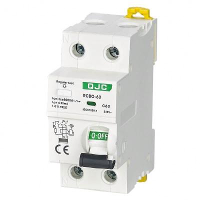 China AC 230V/415V 2 Pole AC RCBO 2 Pole RCBO Circuit Breaker 6KA for sale