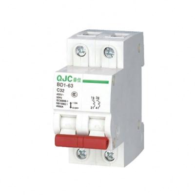 China BD1-63 2 Pole 32A 400V AC Low Voltage QJC OEM ODM Home Miniature Circuit Breaker 3KA for sale