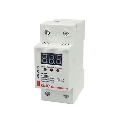 China Factory Wholesale QJC OEM ODM QJGQS-63 2P 63A Digital Display Thermosetting Material Delay Timer Automatic Self-Recovery Over Under Voltage Protector for sale