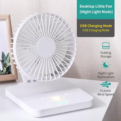 China Portable USB Rechargeable Hotel Power Supply 3 Speeds Rechargeable Table Fan Square Desktop Equipment Lithium Battery for sale