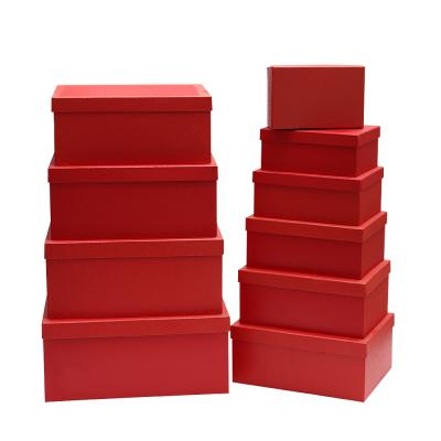 China Red Paper Box Recyclable Square Gift Paper Box Ten-piece Set With Lid for sale