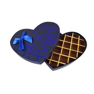 China Recyclable Luxury Heart Shape Ribbon Bow Chocolate Gift Packaging Box For Candy With Divider Inserts for sale