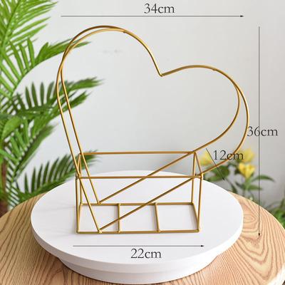 China Garden Decoration Flower Basket Metal Cane Woven For Ironing Hand Held Love Flower Box Circular Geometric Hanging for sale