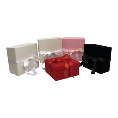 China Recycled Materials Spot Pure Color Pilou Square Set Two Flower Gift Box With Hand Gift Box Flower Arrangement Box for sale