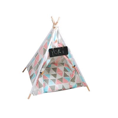 China Viable Dog House Tents Wood Canvas Pet Teepee Fold Away Pet Tent Furniture Cat Bed for sale