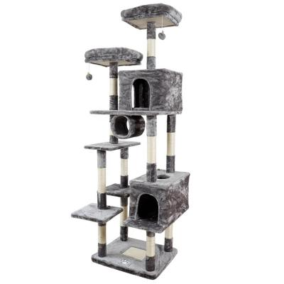 China Cat Tree Cat Activity Center Deluxe Stocked With Removable Hammock Basket Fur Ball Sticks Cat Condo for sale