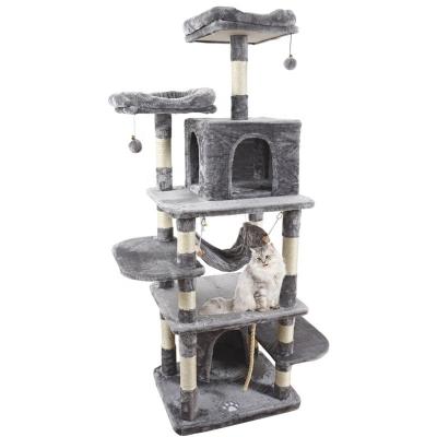 China Cat Tree stocked with lining board, deluxe accommodations, Cat Tower with plush padded perch and cozy basket. for sale