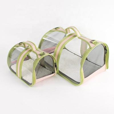 China Wholesale Transparent Handbag Stocked Small Cat Dog Carrier Large Space Pick Up Bag Pet Supplies for sale