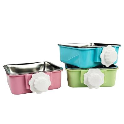 China Non-automatic Hot Selling Double Wall Square Anti Ant Elevated Plastic Cat Pet Food Bowl Stainless Steel for sale