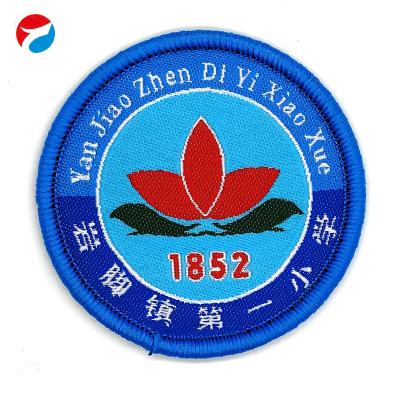 China Factory Viable Custom Cheap Hot Glue Woven School Logo Printing Number Class Name Melt Label for sale