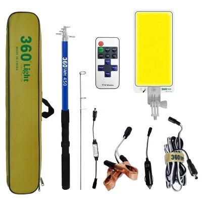 China New Garden 360 Battery LED Portable Panel COB Panel Telescopic Fishing Outdoor Lantern Rod Camping Light for sale