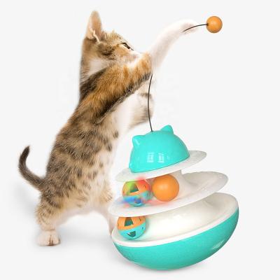 China Viable Newcomer Cat Double Track Luminous Ball Interactive Tumbler Ball Tracks Kitten Fun Pet Toys for sale