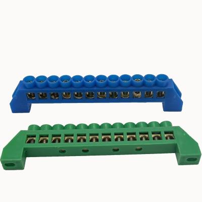 China 12 Wire Connecting Sets Screw Terminal Block Brass Ground Terminal Strip Electrical Distribution Wire Screw Terminal Bar for sale