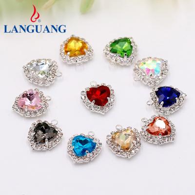 China Clothing Ect Peach Heart With Claws Diamond Edge Crystal Buckle Hanging Hanging Glass Single Grabbing DIY Crystal Pendant Accessories for sale