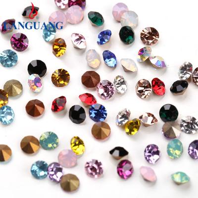 China Environmental Inspection LanGuang Manufacturer Hot Sale SS4-SS38 Pointed Back Rhinestone Color Rhinestone Glass Clothing Accessories for sale