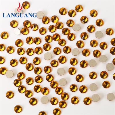 China Environmental Inspection Factory Hot Selling Flat Bottom Rhinestone Bulk Nail Gold Flat Back Glass Crystal Decoration for sale