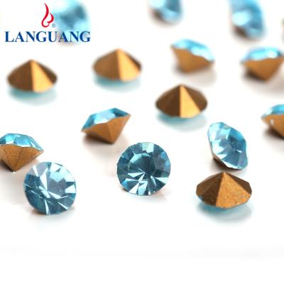 China Custom Fancy Lake Pointback Blue Glass Rhinestones Lan Guang SS4 SS6 SS8.5 SS10 SS12 SS14 SS16 SS20 SS28 SS34 SS38 Environmental Inspection for sale