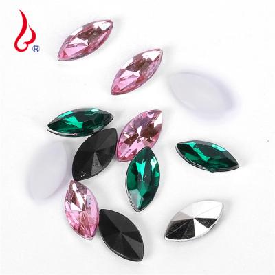 China Environmental Inspection LAN GUANG 9*18mm 1000 Pieces/Bag Sewn Acrylic Crystal Rhinestone Claw Horse Eye Rhinestones for sale