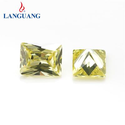 China Environment Languang Olive Yellow Rectangle Shape Fancy Inspection Stones Zircon For Clothes Zircon Rhinestones for sale