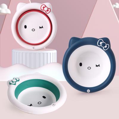 China Baby Kt Washbasin Cartoon Household Plastic Newborn Children Folding Foldable Washbasin Baby Potty Newborn Supplies for sale