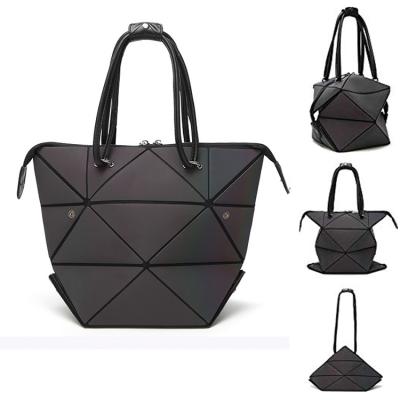 China Who respects the environment; Handbag Deformation Diamond Lattice Luminous Bag Folding Rhombic Holographic Geometric Handbag for sale