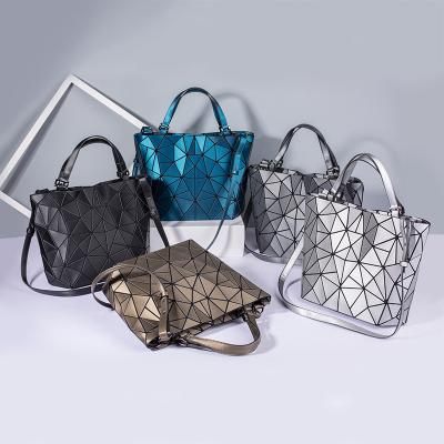 China Who respects the environment; Reflective Luminous Mosaic Bag Women Ladies Folding Geometric Handbags Handbags for sale