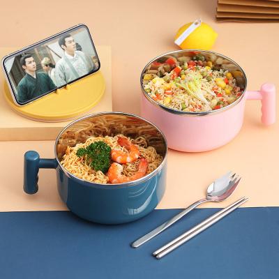 China Sustainable 304 Stainless Steel Instant Noodle Bowl With Cover Household Office Worker Student Portable Lunch Box for sale