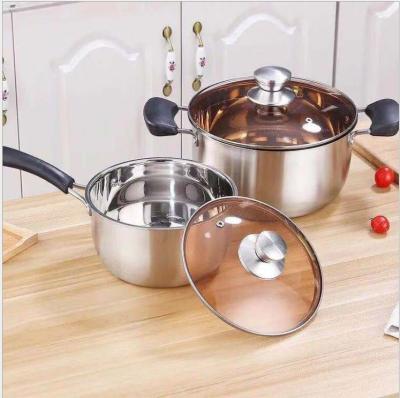 China Non-magnetic Steel Compound Three-Layer Stainless Steel Compound Soup Pot Sustainable Thickened Single Handle Milk Saucepan With Steamed Rack for sale