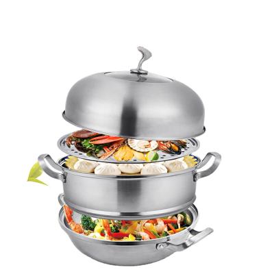 China 304 Household Sustainable Seafood Steamer Hot Pot With Steam Rack for sale