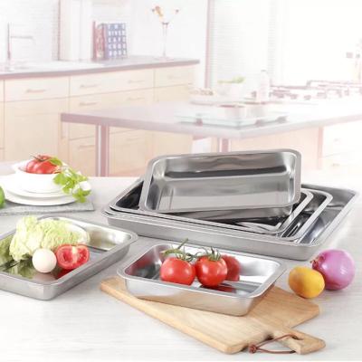 China Sustainable Stainless Steel Square Dish Integral Deepened Thickened Dinner Dish for sale