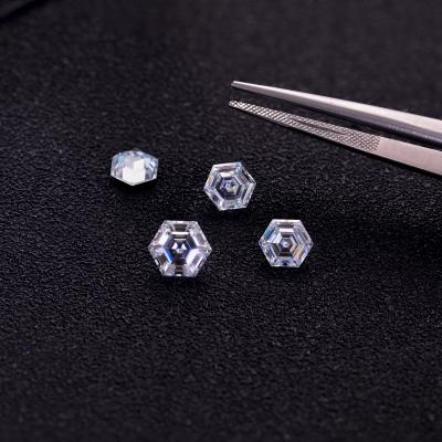 China Jewelry Making 1mm To 26mm Custom AAA Gems Moissanite Diamond Form Moissanite Hexagon VVS D Color Moissantie Stone for sale