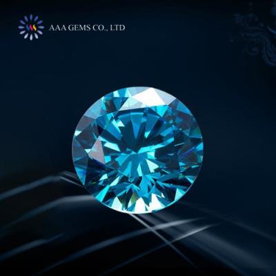 China Best Star Price $22 Per Carat Round Shape Blue Moissanite GRA Blue Moissanite Certificate C&C DE Color VVS for sale