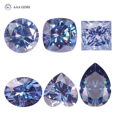 China Color Change AAA Gemstones Vvs Colored Loose Gemstone Fancy Shape Blue Moissanite Loose for sale