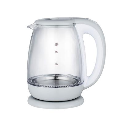 China 360 Degree Rotation Base 1.8L 1800w Electric Glass Water Kettle With Stainless Steel Heating Element for sale