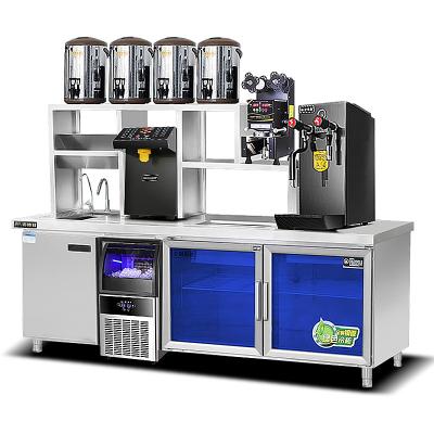 China One-stop Commercial Worktable Freezer Tea Shop Milk Tea Cold Storage Shop Bubble Bar Water Double-temperature Supply Coffee Machine for sale