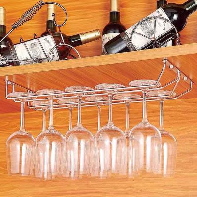 China LW Chrome Home Wine Viable Cabinet Bar Adjustable Wine Glass Goblet Hanging Rack for sale