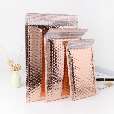 China Metallic Rose Gold Custom Logo Padded Foil Bubble Wrap Eco-Friendly/Durable/Protective/Recyclable/Shock Resistance Wraps Poly Bubble Shipping Packaging Mailer for sale