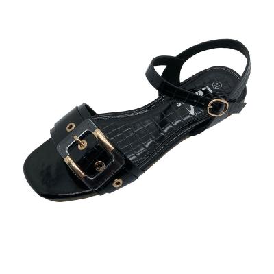 China Fashion Trend Summer Women Sandals Fashion Slippers Rhinestone Buckle Strap Soft Insole Elastic Sandal Flat Shoes for sale