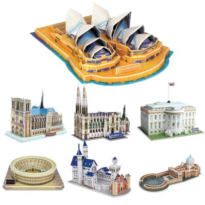 China Eco-Friendly Cardboard Building DIY Toys White House 3D Leaning Tower of Pisa Cardboard Model Puzzle Jigsaw Early Learning Educational Toys for sale