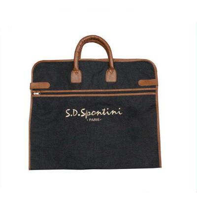 China Reusable Polyester Garment Bag With Leather Handle for sale