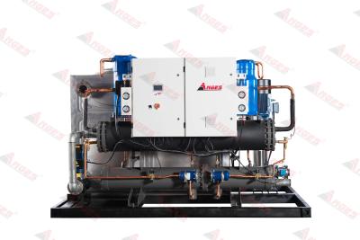 China 400RT Double Compressors Chiller Large Cooling Capacity Water-Cooled Screw Chiller For Beverage Industry for sale