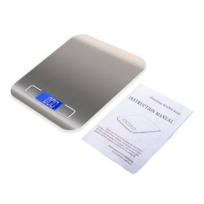 China Factory Digital Stainless Steel Kitchen Scales Electronic Mail 5kg Nutrition Scale 18*14*3.7cm for sale