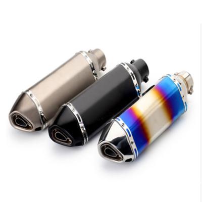 China Luxury New In Half Blue Stainless Steel Motorcycle Muffler Sound 21st Century Variable Hexagonal Universal Exhaust for sale