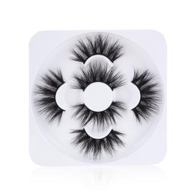 China Fluffy/3d Effect/Dense Hollyren Warehouse Overseas Delivery 25 Millimeter False Fluffy Mink Eyelash Artificial Eyelash Custom Lashbox Packaging 3pairs for sale