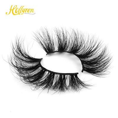 China Real Design Hollyren 25mm Luxury Fluffy 3d Eyelashes 3d Lashes Real Design Regular Curl and Private Label Mink 25mm Lashes Extension Fuzzy Packaging for sale