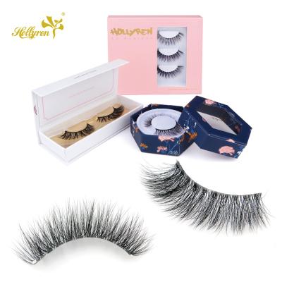 China 3d Layered Synthetic Korea Faux Mink Silk Lashes Fluffy Mixed In Length Faux Siberian Mink Eyelash Soft Super Thin Row Shoft Fur Strip for sale